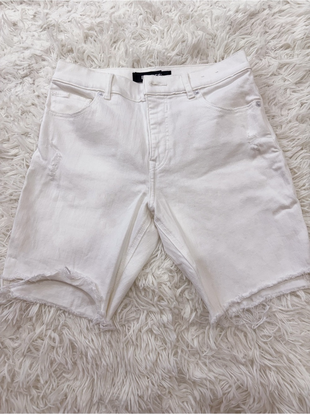 Women’s White Distressed Denim Shorts - Classic Summer Style